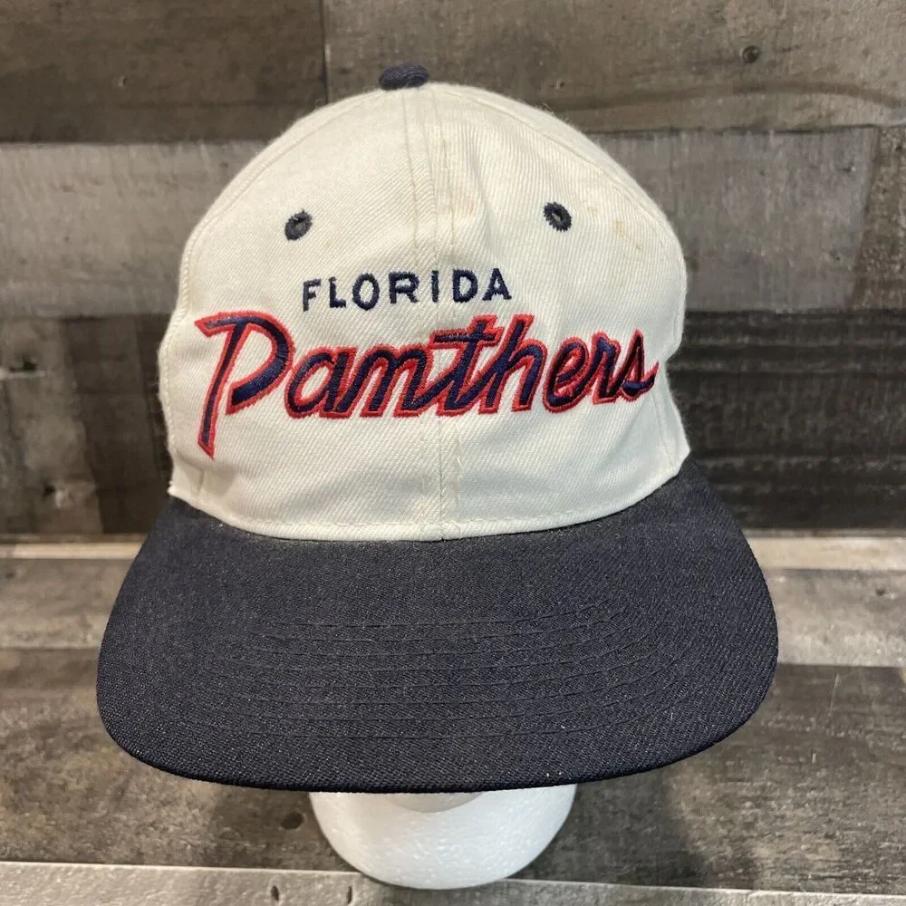 Vintage 90s Sports Specialties Florida Panthers Snapback White Navy Blue